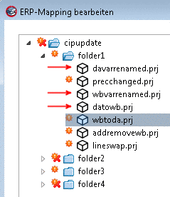 Bei Projekten mit Icon muss ein ERP-Mapping erstellt werden, bei Projekten ohne Icon konnte das Mapping automatisch erstellt werden.