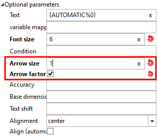 With Version 10 the structure of the user interface is more clear. There is only one value under "Arrow size". This is applied to "Font size" as a factor if the option "Arrow factor" is activated.