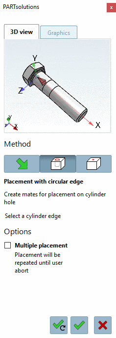 Selection option: PARTsolutions placement dialog