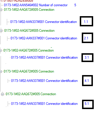 Connection identifiers of the five connections. All other data is hidden. (Above figure is representative for the other connection details omitted here).