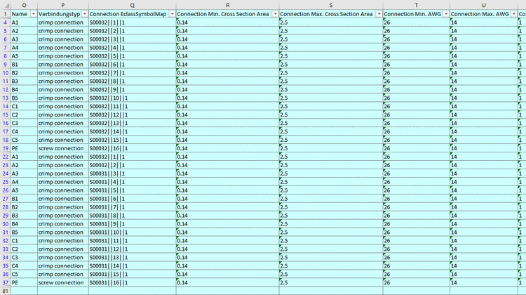 Excel columns: All connection points filled