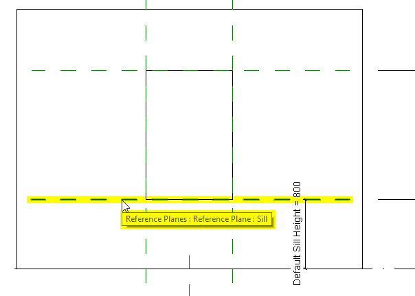 Intersection of the reference planes in “front” view