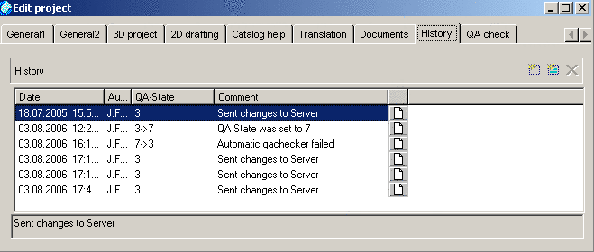 Dialog page "History"