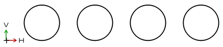 In this example a circle is copied three times and each time shifted by the x-value of 15 and y-value of 0