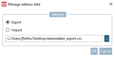 Manage address data -> Export