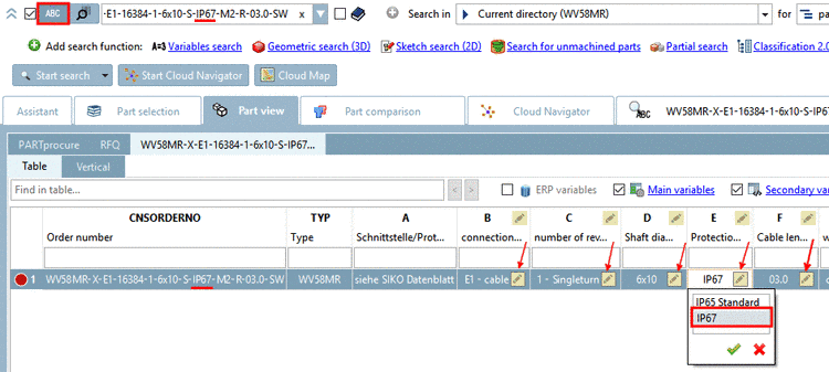 Example project with indexed value ranges displayed in PARTdataManager