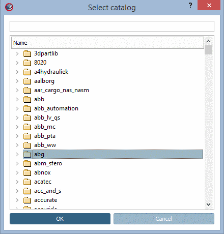 Dialog window Select catalog