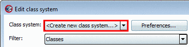 Option <Create new class system...> in the list box