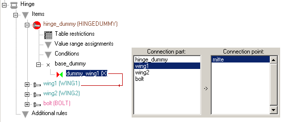 Configurator - rule - connection part - connection point window