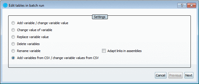 Add variables from CSV / change variable values from CSV