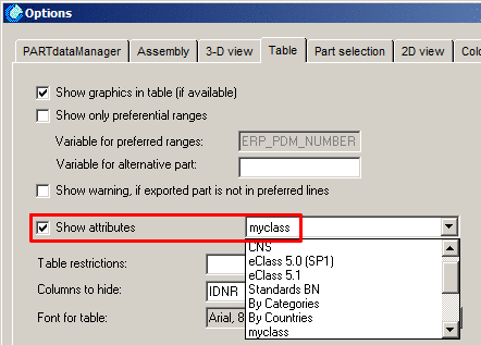 PARTdataManager -> Extras -> Preferences... -> Table