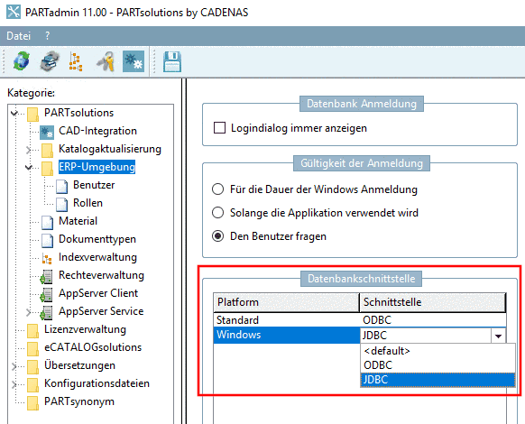 Select database interface in the list field