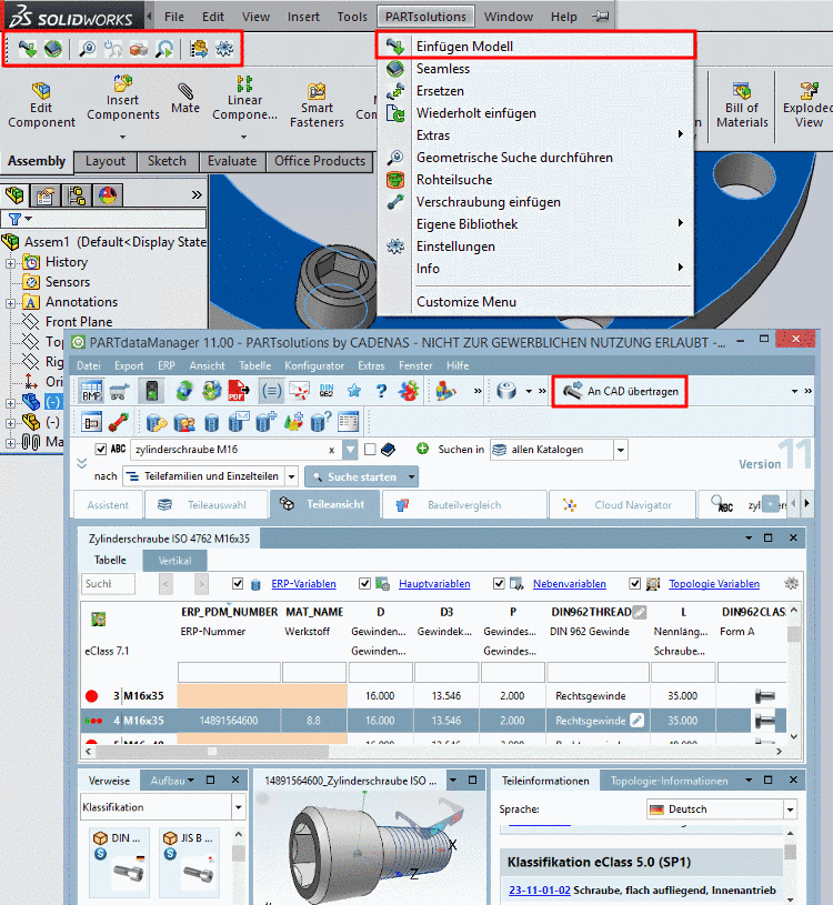 Export part from PARTdataManager using "Insert 3D"