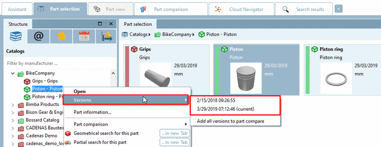 After an update you can open previously installed versions via context menu command "Versions" - if at the installation the option "Keep all" or "Number of versions" had been chosen.