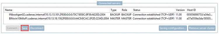 Connected servers