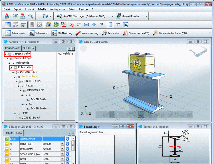 Assembly with subassembly in PARTdataManager