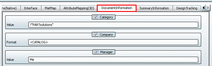 PARTadmin -> Category -> PARTsolutions -> CAD integration -> Inventor -> Tabbed page DocumentInformation