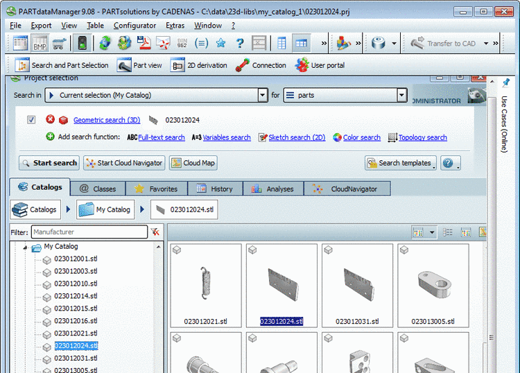 Own parts catalog in PARTdataManager