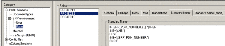 Example: Standard name in PARTadmin