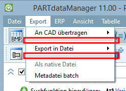Example "Export" toolbar