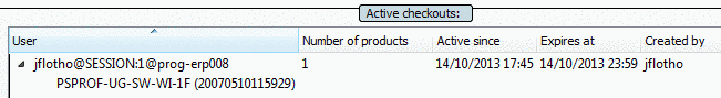 Computer list in the dialog area "Active checkouts"