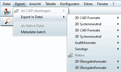 Export Menü -> Export in Datei