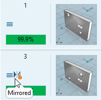 Option deactivated: Mirrored parts are not filtered, but marked with an icon.
