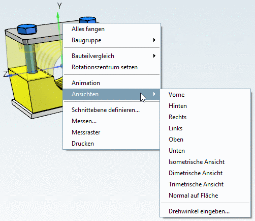Context menu: Assembly - 3D view - Submenu "Views"