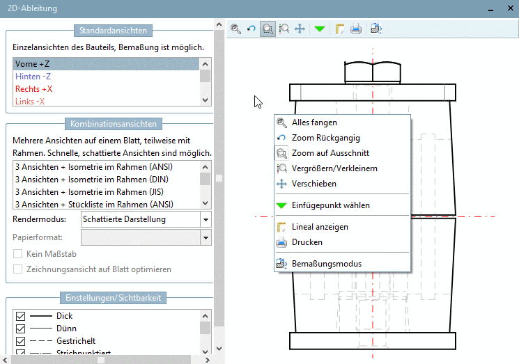 Context menu: Assembly - 2D derivation
