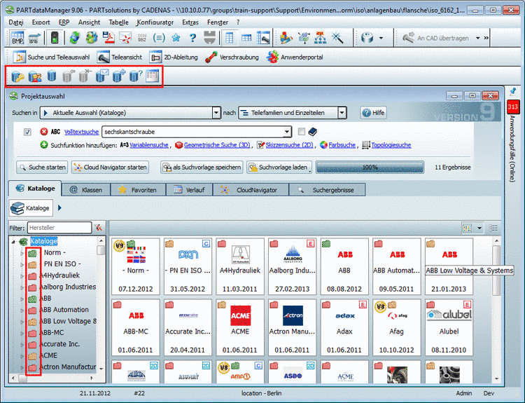 PARTdataManager with ERP functionality: Search and Part Selection