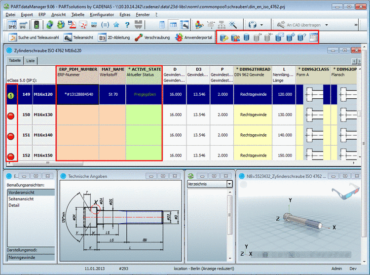 PARTdataManager with ERP functionality: Part view