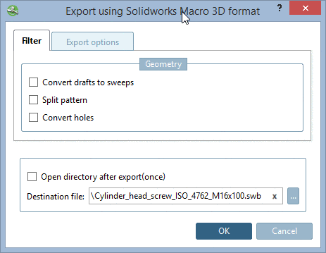 Example 1: Export in SolidWorks Macro 3D format