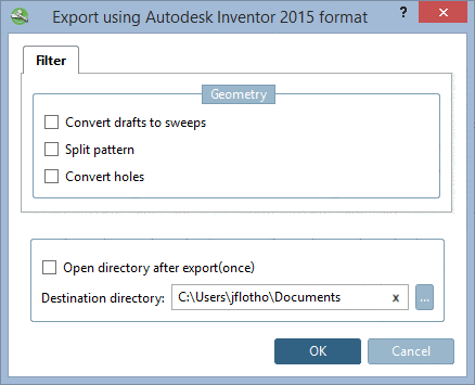 Example 3: Export in Autodesk Inventor 2012 format