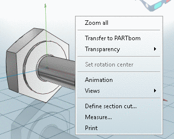 Context menu: Single part - 3D view