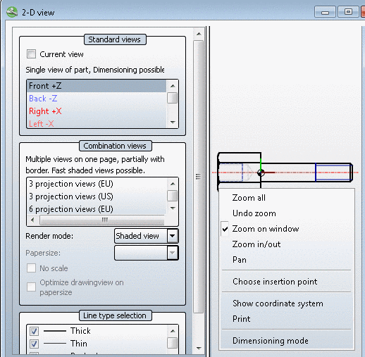 Context menu: Single part - 2D view META