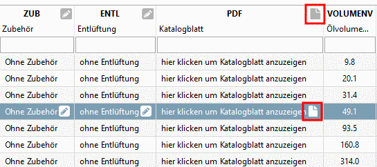 When clicking on the button, a PDF with additional part information is opened for example