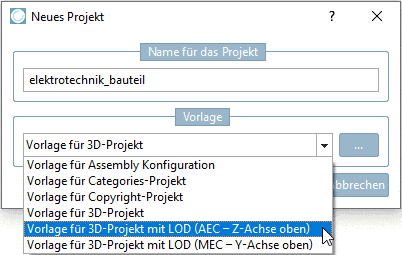 Vorlage für 3D-Projekt mit LOD (AEC – Z-Achse oben)