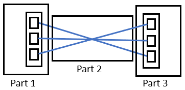 Schematische Darstellung eines Sensorkabels (Stecker - Kabel - Stecker) - Im Allgemeinen werden die beiden Stecker sowie das Kabel eigene Projekte sein. Das System ist in dieser Hinsicht nicht beschränkt.