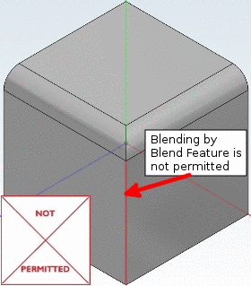 In dieser Situation ist die Verwendung des Blend-Features bei einer schneidenden Kante nicht erlaubt.