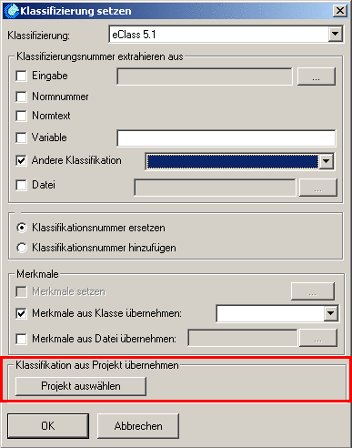 Merkmale aus Klasse übernehmen