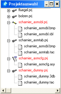 Projektauswahl / Assembly-Configuration - Schablone - Assembly-Tabellen-Projekt