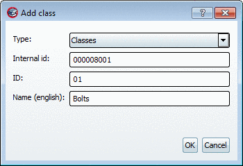 Dialog box: Add class / Edit class