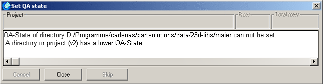 Set QA status - error message