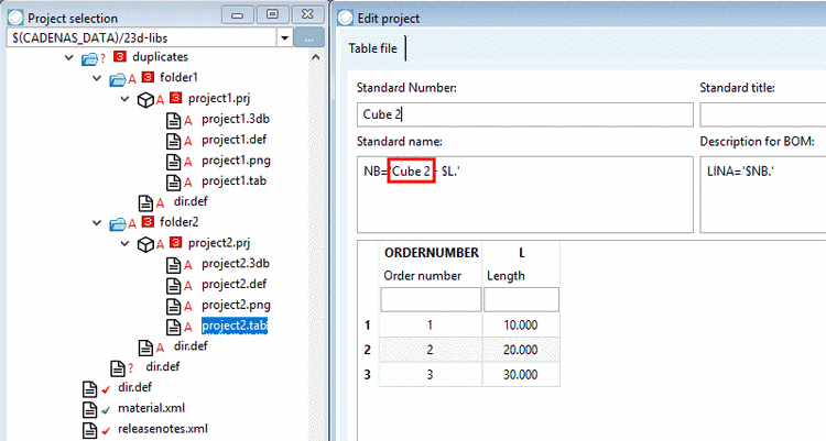 At project 2, change the fixed value from "Cube 1" to "Cube 2"