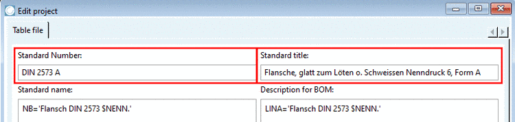 Standard number and Standard title in PARTproject