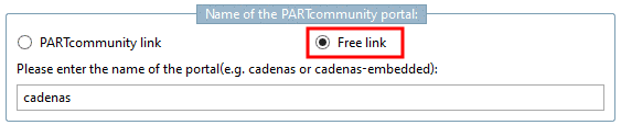 Example: Option "Free Link" with the entry "cadenas"