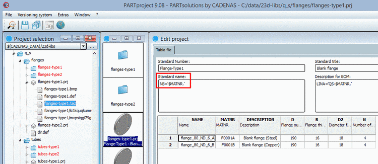 PARTproject -> Edit project -> Table file