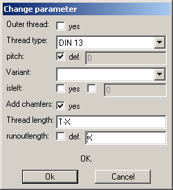 Change parameter window