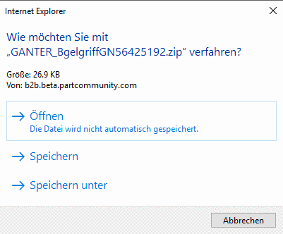 Beispielhaft Anzeige der Optionen bei Internet Explorer