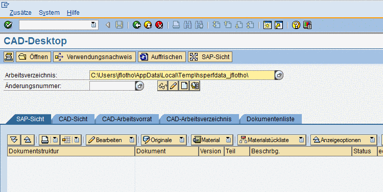 Verknüpfung des Modells mit DIS: Dieser Prozess läuft in der Regel dunkel ab, so dass der CAD-Desktop nicht erscheint.Bei einem "hellen" Ablauf würde an dieser Stelle der CAD-Desktop angezeigt werden.